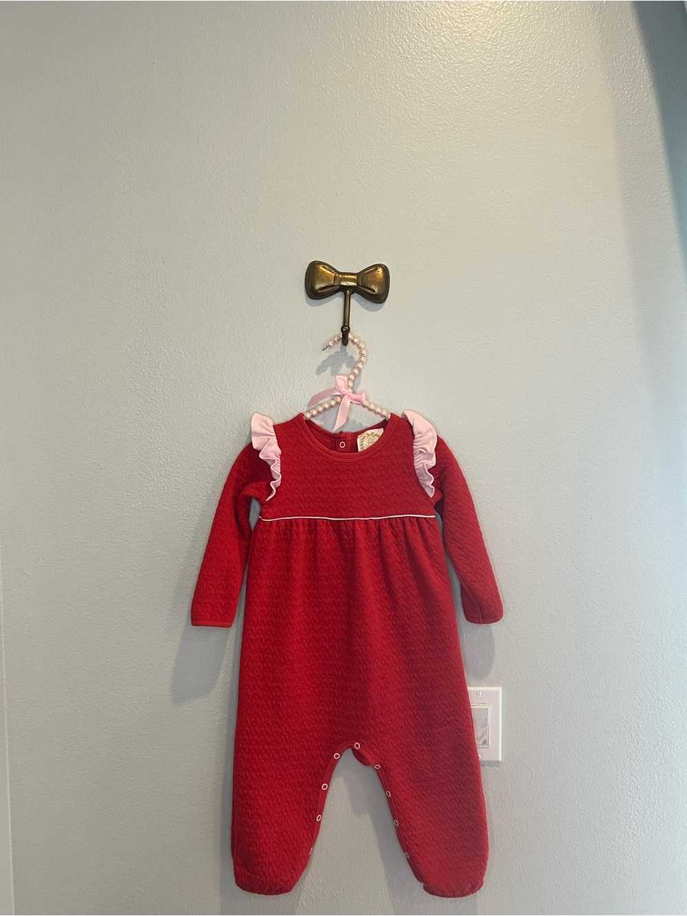 The Beaufort Bonnet Company Red with pink ruffle Quilted One-Piece